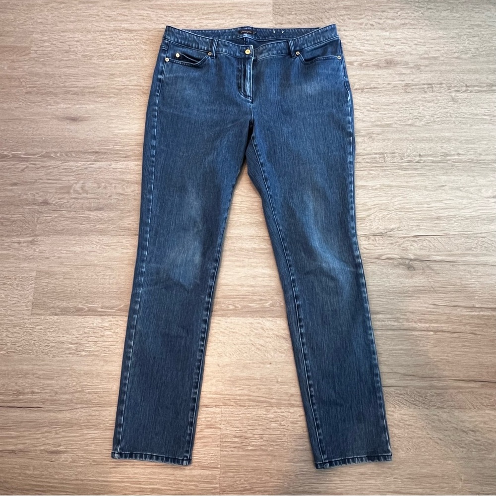 J. MCLAUGHLIN Dark Wash Straight Leg Jeans 14 Classic Stretch Mid Rise Denim - Picture 5 of 15